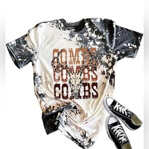 Women Vintage Country Music Western Short Sleeve Tee Cowgirl Combs Size Large